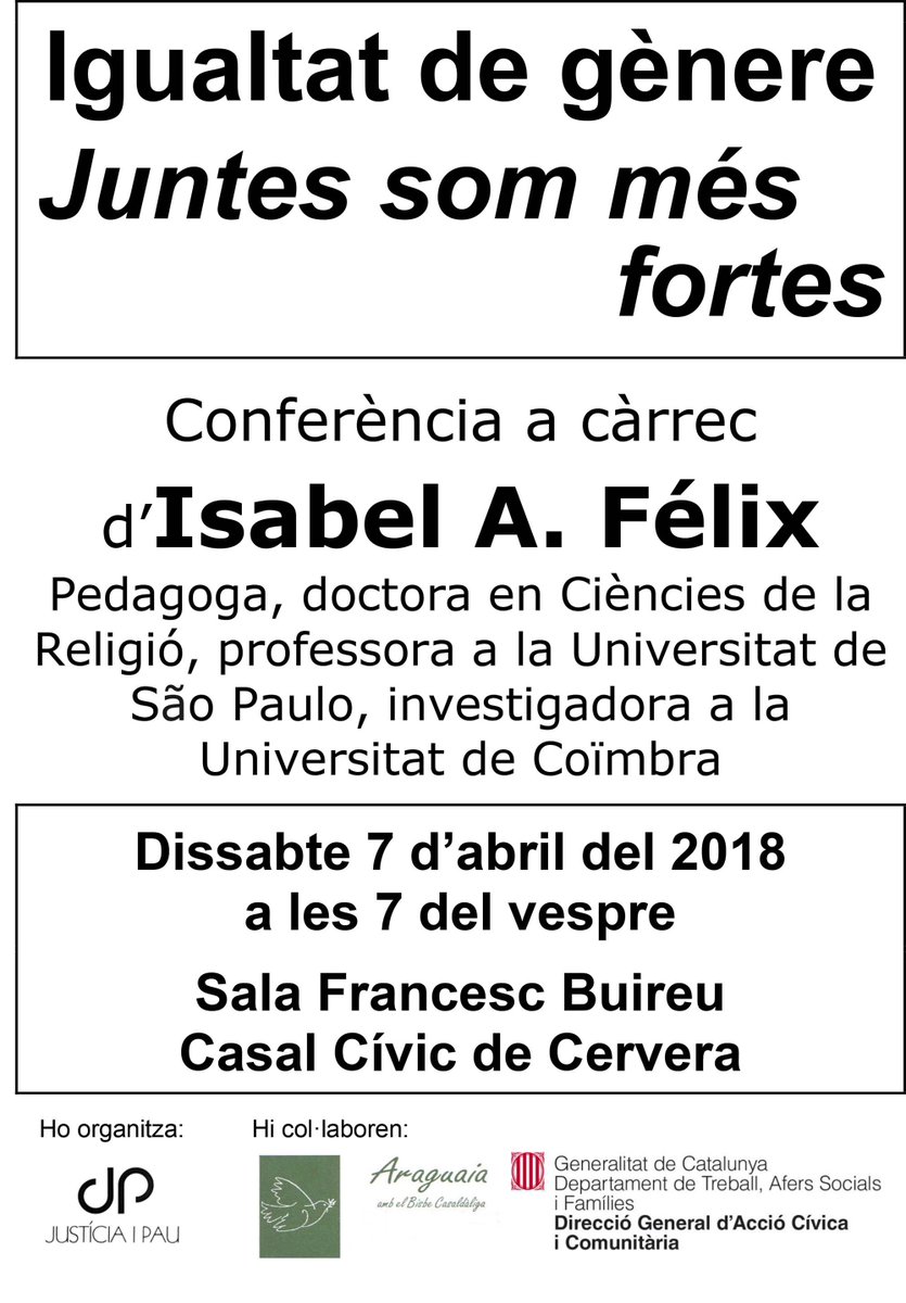 SomSegarra's tweet photo. Sense plans per al cap de setmana? Festa IMPLICA’T, Conferència @JusticiaiPau i Univers poètic de @mdepedrolo a #Cervera, concert de #RedRombo i @Sara_Terraza a @CasinodeCalaf @loCarranquer @7lletres @CERCLEsegre @LleidaTV + info https://t.co/83ptb5MMwU https://t.co/J6NkMQVN02