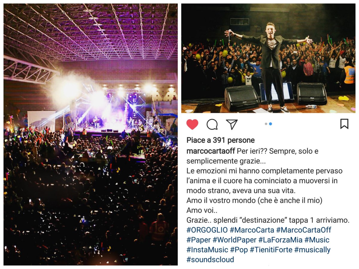 MarcoCartaBGF's tweet photo. Semplicemente ORGOGLIO! 😍👏👏
Grazie infinte a te #Paper 💛
#MarcoCarta #TienitiForteTour #Policoro #PalaErcole #Matera #Basilicata #live #Tour #Music https://t.co/pezm5QxXwZ