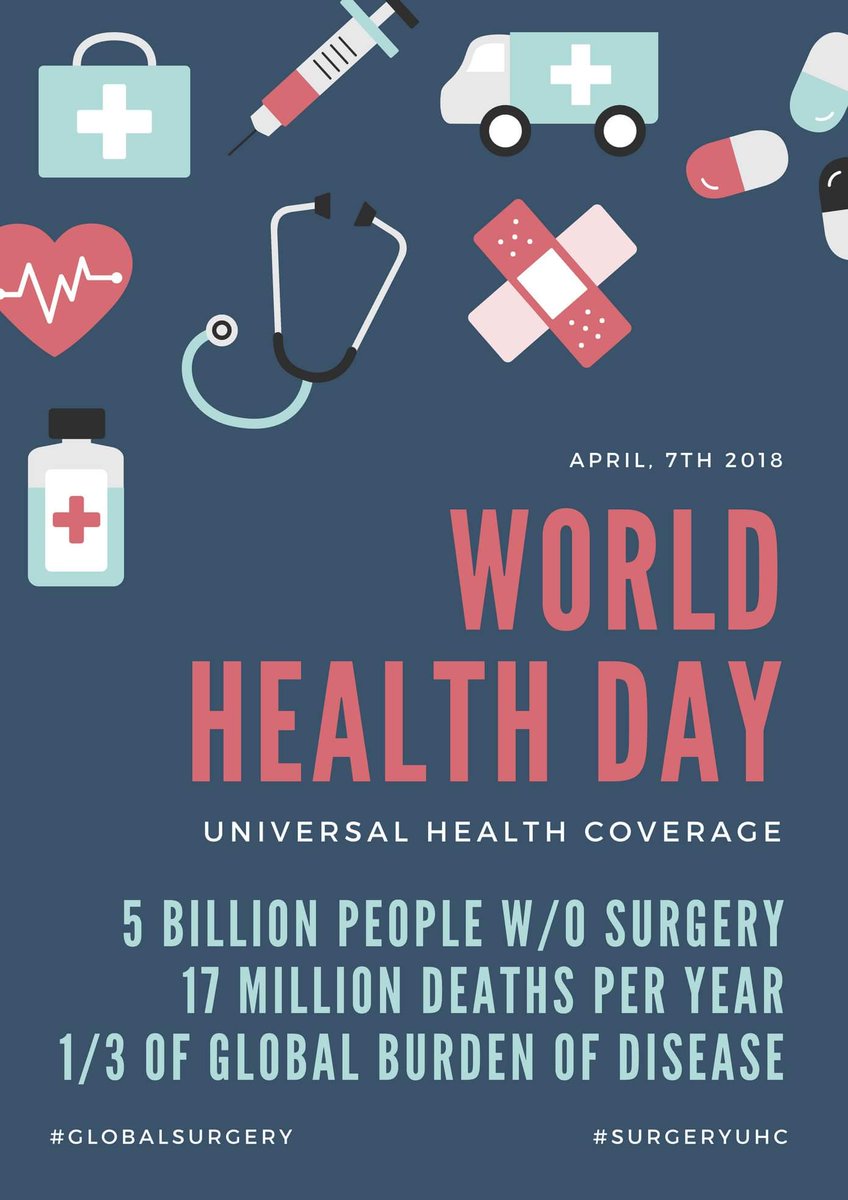 Today is #WorldHealthDay, a day one which to remember: there can never be #UHC without #SurgeryUHC. 

#HealthForAll #GlobalSurgery