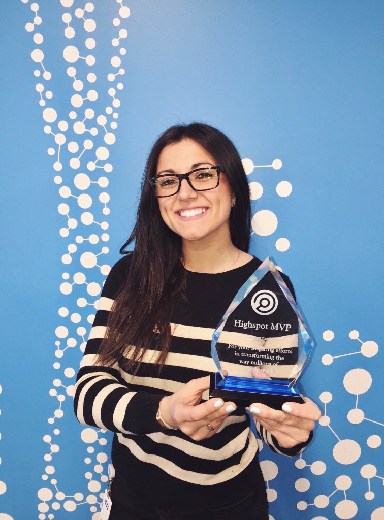 Highspot's tweet photo. Congratulations @alison_highspot for winning last month's Account Development MVP Award! Thank you for all of your hard work! #AccountDevelopment #TopPerformer #modernsellers https://t.co/uldjy4fXi1