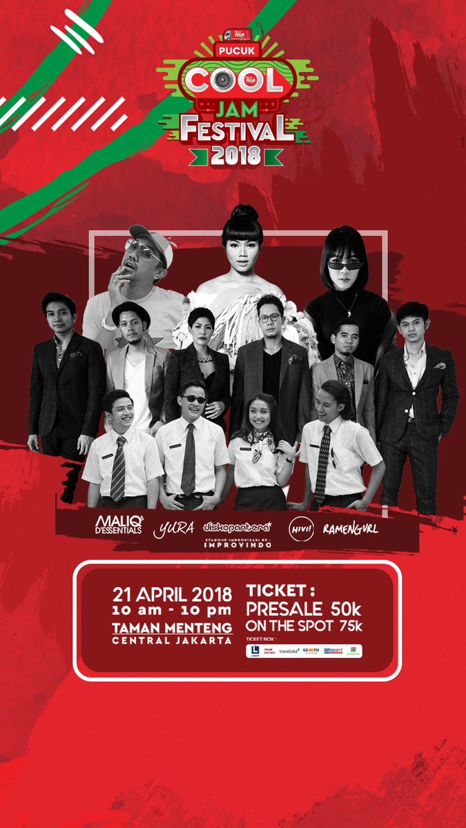 Pucuk Cool Jam Festival 2018 <a href="/PucukHarum/">dull</a> w/ @MaliqMusic <a href="/yurayunita/">Yura Yunita</a> <a href="/diskopantera/">diskopantera</a> <a href="/sayHIVI/">HIVI!</a> etc. 21 April 2018 at Taman Menteng Jakarta