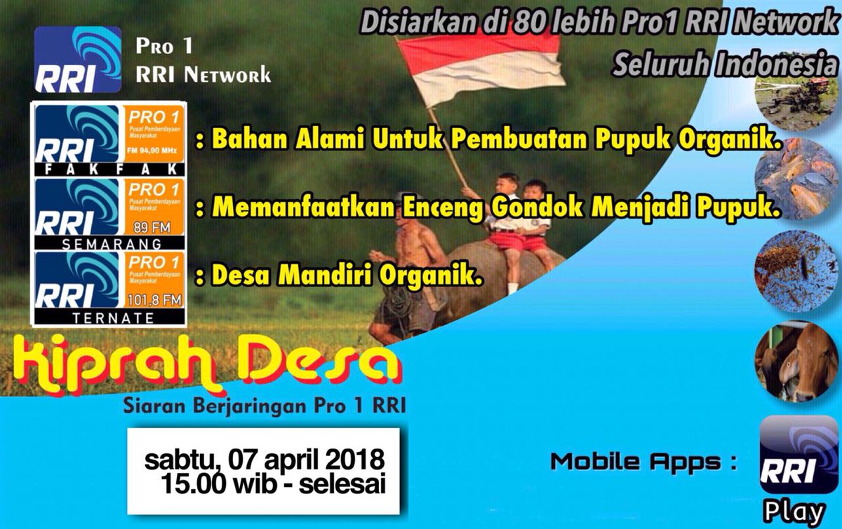 Dengarkan kiprah desa hari ini diprosatu rri palu pukul 16.00 wita,berjaringan di seluruh Rri network