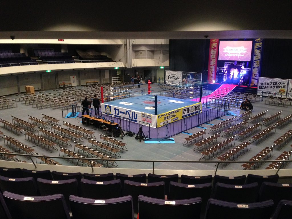 本日開催！ 仙台大会情報】 会場設営完了！ 本日、全日本プロレス2018