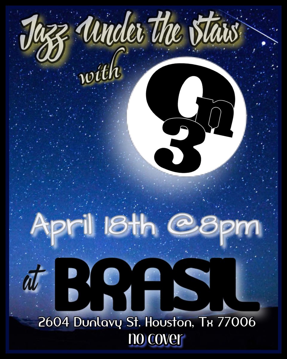 micseeb's tweet photo. Won’t you join us? No cover, cool band and a killer place! Music starts at 8pm @OnThreeband @BrasilCafeHTX https://t.co/2cc2vW8OuW