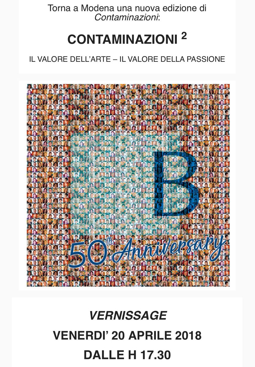 Contaminazioni (@artebugnion) on Twitter photo In occasione del 50ยฐ anniversario di Bugnion SpA
arte, passione, innovazione e creativitร si incontrano e si fondono in una serata esclusiva. A Modena. Il 20 aprile. <a href="/BugnionSpa/">Bugnion Spa ๐ช๐บ๐ฎ๐น</a> <a href="/BonioniArte/">Bonioni Arte</a> In occasione del 50ยฐ anniversario di Bugnion SpA
arte, passione, innovazione e creativitร si incontrano e si fondono in una serata esclusiva. A Modena. Il 20 aprile. <a href="/BugnionSpa/">Bugnion Spa ๐ช๐บ๐ฎ๐น</a> <a href="/BonioniArte/">Bonioni Arte</a>