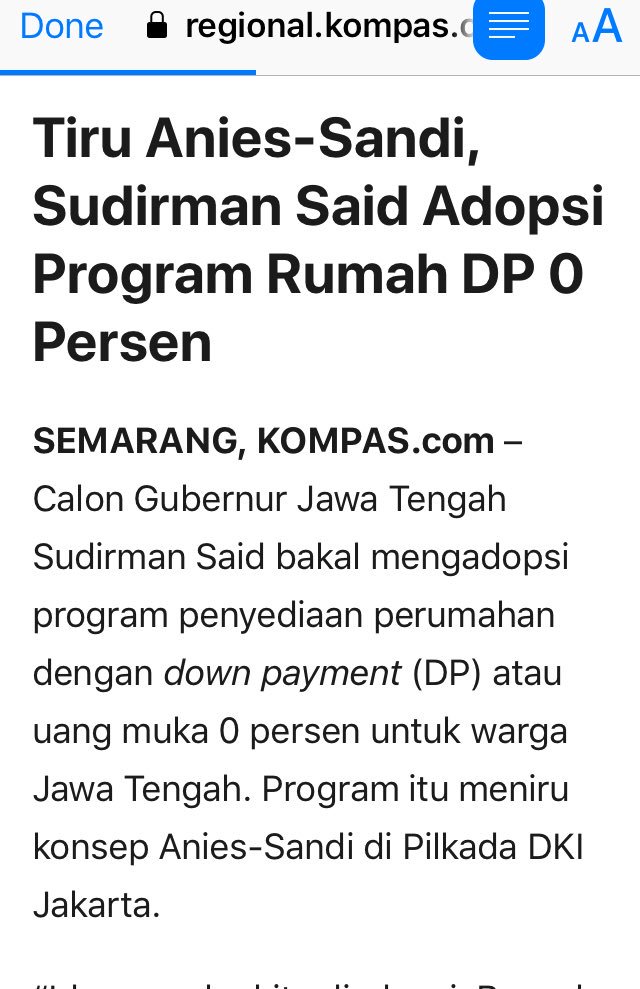GUYS

klo masih sayang kpd saudara2mu di Jateng tolong suruh baca berita ini

konsep Rumah Dp 0 rupiah yg GAGAL TOTAL di DKI mau dijejalin ke Jateng

ENTE KIRA TELOR YANG BISA DIMAKAN SETENGAH MATANG
