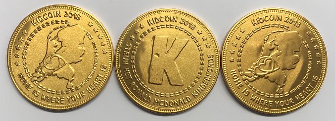Binnenkort te koop op onze cateringlocaties: geen #bitcoin, maar een #Kidcoin! Met de aanschaf van deze gouden chocolademunt steunt u het <a href="/Kinderfonds/">Ronald McDonald Kinderfonds</a> en onze sporters die meedoen aan <a href="/HomeRide/">Ride Or Stay Home</a> en <a href="/KFHomeRun/">KFHomeRun</a>. Nu al te bestellen via donatie op homeride.nl/nl/teams/iss-r… #actie