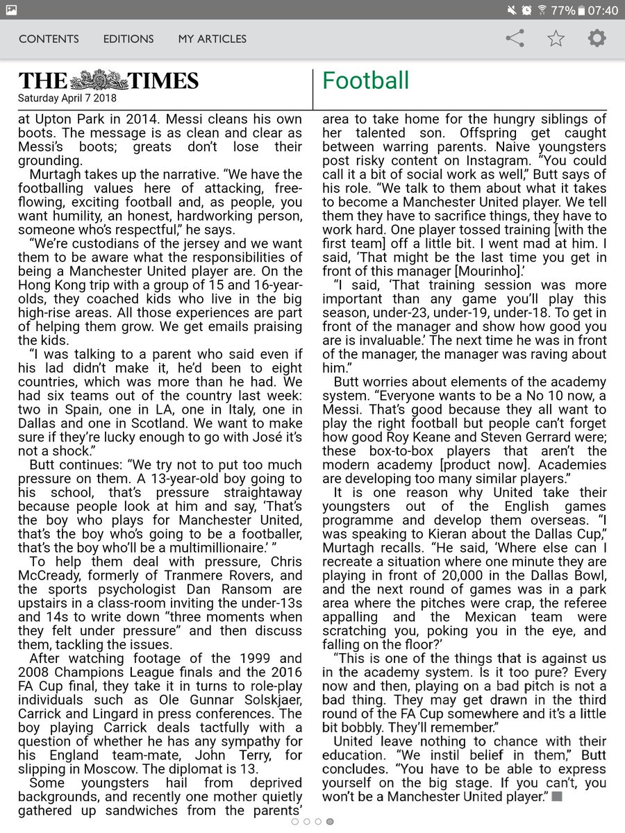 writtenoff_mufc's tweet photo. Excellence from the Times : Behind the scenes at United's academy with interviews with Nicky Butt and John Murtagh. Interesting to hear Mourinho's influence. https://t.co/NaObcbnXbQ