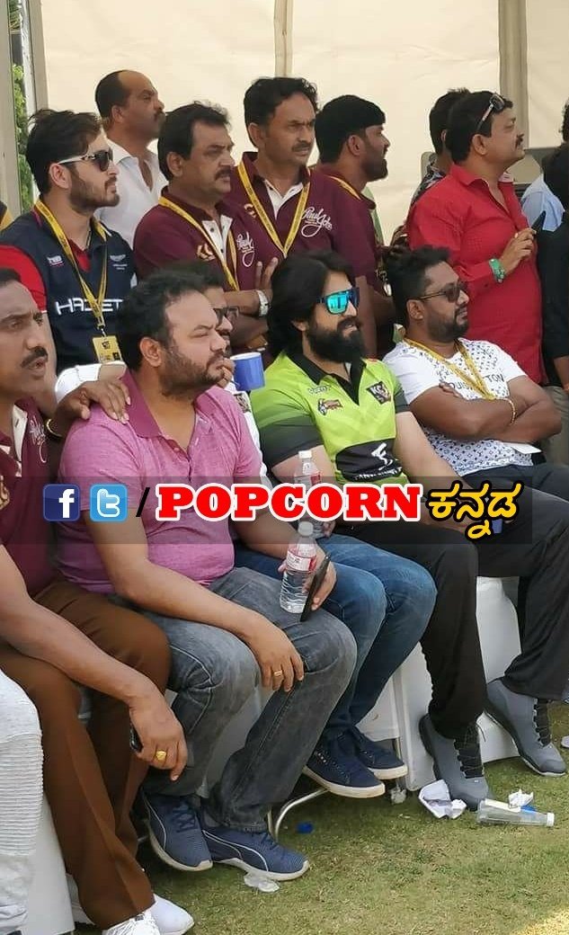 PopcornKannada's tweet photo. #KCC Match2 #Live Update: 

Rocking star #Yash's #GangaWarriors team scored 90(10 overs) against #Diganth's #WodeyarChargers end of 1st innings! 

@NimmaYash @diganthmanchale @YashFC 

Follow👉 @PopcornKannada https://t.co/q07t6zAFY9