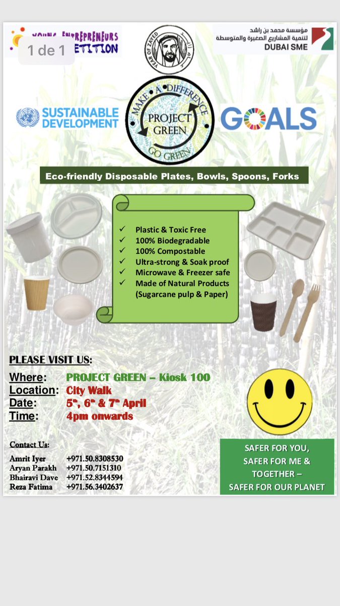 AmritVIyer's tweet photo. Last Day at YEC... For exciting bundle offers on eco-friendly disposables for parties, social gatherings and bulk orders, please visit Kiosk 100 @ YEC, City Walk or contact the team. Eco-friendly and wallet-friendly day at YEC.                            @DxbModern @YECUAE https://t.co/vToNt4lCJl