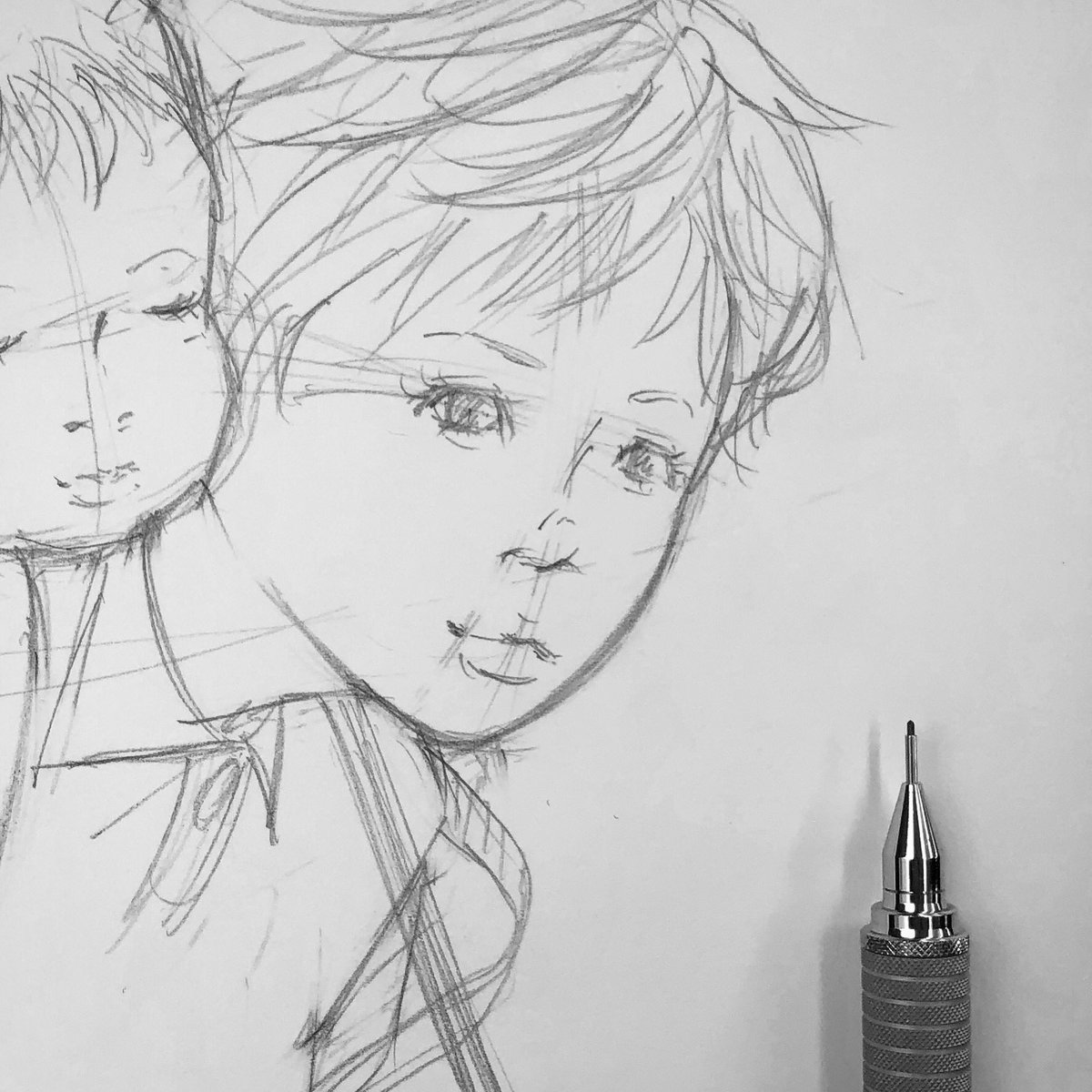 クロセシンゴ Pa Twitter らくがきサツキ 下描き 絵 イラスト アナログ 線画 鉛筆 モノクロ 白黒 ジブリ となりのトトロ サツキ らくがき Illustration Art Artwork Draw Drawing Linedrawing Pencil Monochrome Blackandwhite Ghibli