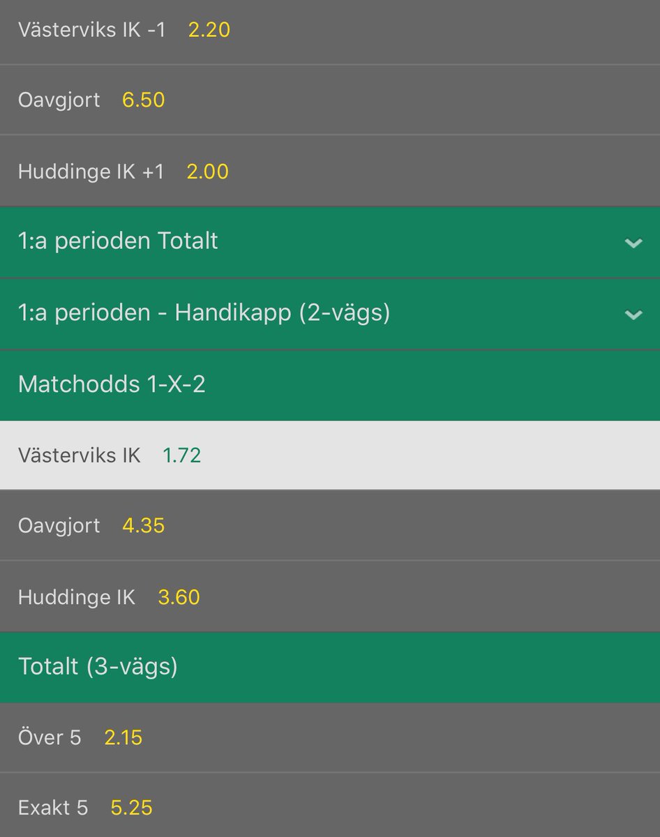 Bjuder på ett till under eftermiddagen! Väservik hemma går för att dryga ut ledningen i kvalserien.. Fina 1.72 #betting