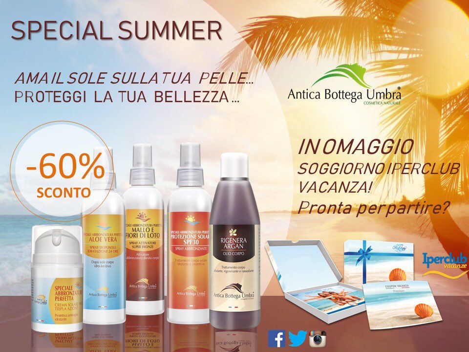 CosmesiAbu's tweet photo. La protezione che ti abbronza!💁‍♀️😎☀️PRENOTA IL TUO SOLARE...CONTATTACI QUI! #solari #sole #estate #protezione #antiage #idratazione24h #waterproof #madeinitaly #parabenfree #abbronzatura #bellesottoilsole #vacanze #omaggio #smartbox #soggiorno7notti #iperclubvacanze https://t.co/kKaHm1qbip