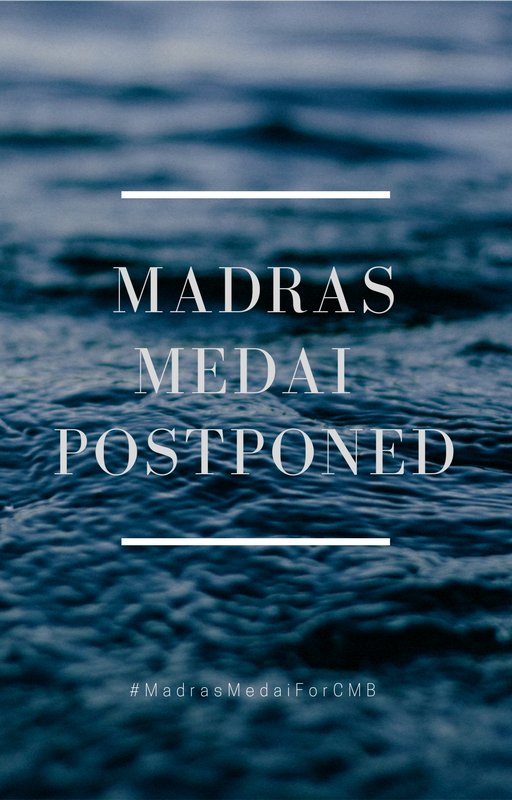 madras_medai's tweet photo. In support of the protests for a Cauvery Management Board, @madras_medai, originally scheduled to happen on the 14th of April, is now postponed until further notice. Our music will flow soon; until then, let the love flow!
#MadrasMedai #MadrasRecords #MadrasMedaiForCMB #LetItFlow https://t.co/LfiQ4pq4hU