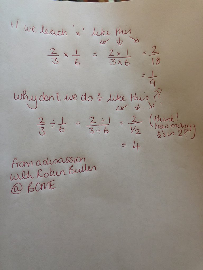 Just_Maths's tweet photo. Maths twitter ... collecting ideas for a blog post &amp; want some input ... how do you teach dividing fractions ? https://t.co/2F6WnuFWzG