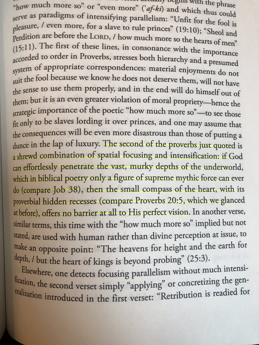 descensusweb's tweet photo. A great quote from Robert Alter on Prov. 15:11 “Sheol and Perdition are before the LORD / how much more so the hearts of men” #sheol #descensus 

(Art of Biblical Poetry, 217) https://t.co/hEu26uiXB8