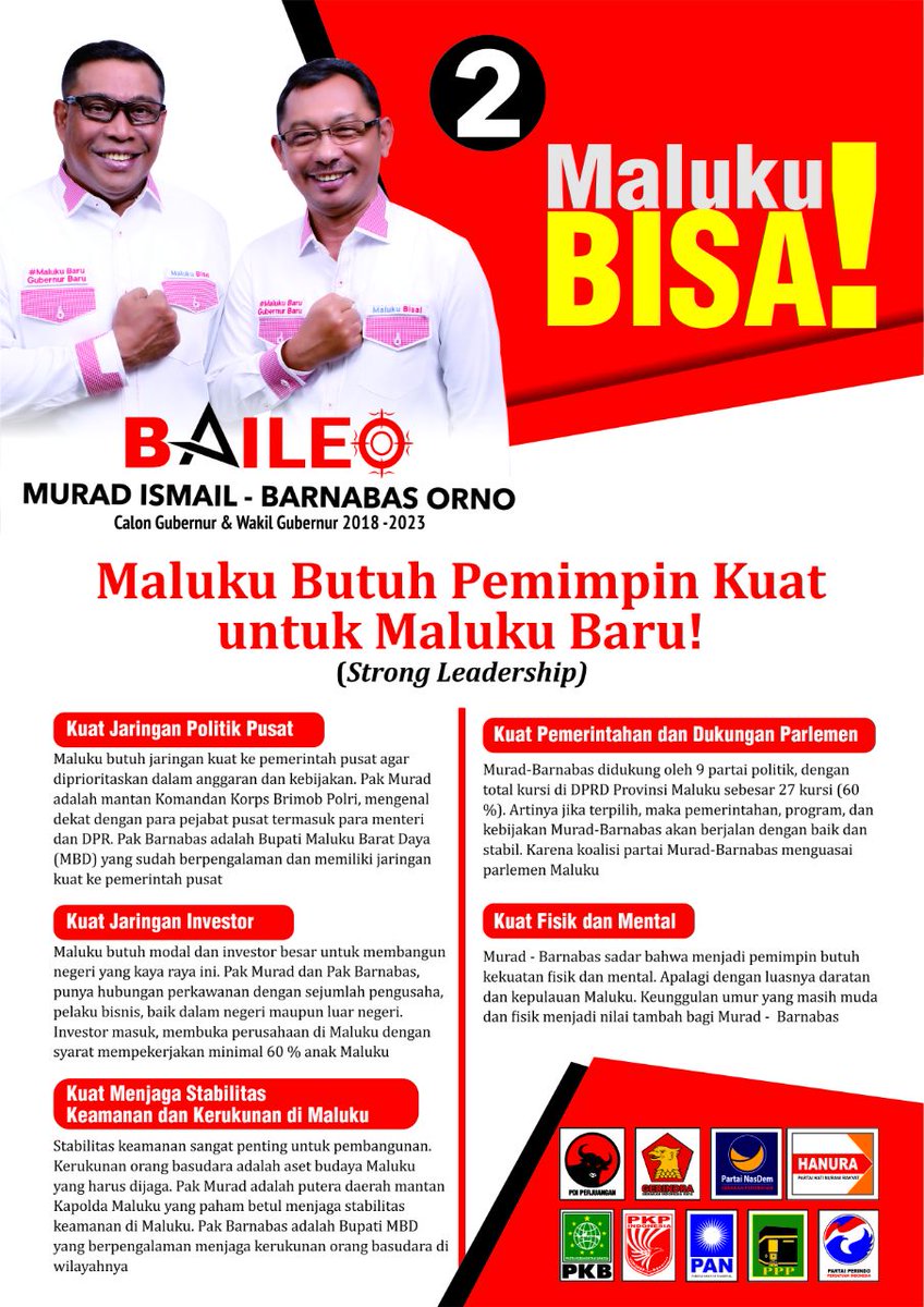 olofm2's tweet photo. #MuradAbasPilhanRakyat #BaileoItuMaluku 
#BaileoBersih

Pilihlah pemimpin yg bersih, jujur dan visioner..

@MALUKUSATUDAR4H @MalukuBaronda @siwalima @BeritaMaluku @MimbarRakyatOL https://t.co/XplTV8z7pw
