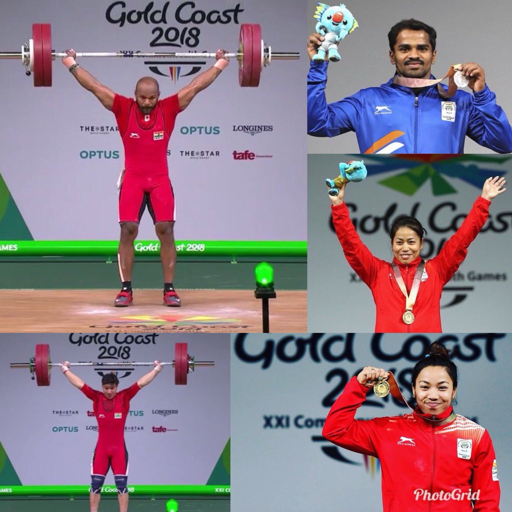 Our weightlifting 🏋️‍♀️ women and men are stamping their authority at the #CWG2018. So proud of them for bringing home 3 golds,1 silver and 1 bronze so far! 
 
#MirabaiChanu #SanjitaChanu #PGururaja #DeepakLather  #SathishKumarSivalingam