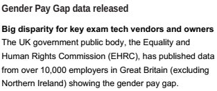 Which UK exam tech players have reported big #gendergap pay? Full details in our new issue - subscribe to the WET report today #assessment #edchat #eassessment