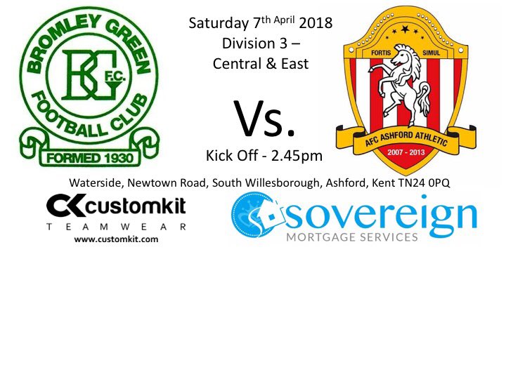 AshfordAthletic's tweet photo. ⚽️⚽️ GAME DAY ⚽️⚽️
📅 7/4/2018
🏆 @kcfl_official #Division3C&E
⚽ Vs. @BromleyGreenFC
⏰ 2.45pm KO
📍 Waterside
#UpTheAthletic @customkit https://t.co/zhdh030Unw