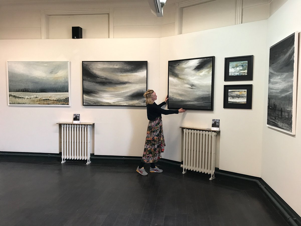 Set up for todays preview at Stockport War Memorial Art Gallery which takes place from 2-4pm, all welcome, there will be some drinks on offer. The solo exhibition runs all month so if you can't make it today there chance to catch it all month #art #exhibition <a href="/artist/">Artist</a> #painting