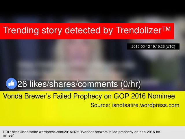 Jebolizer's tweet image. Vonda Brewer’s Failed Prophecy on GOP 2016 Nominee #GeorgeP.Bush #DonaldTrump #VPnomination #president... jebbush.trendolizer.com/2018/04/vonda-…