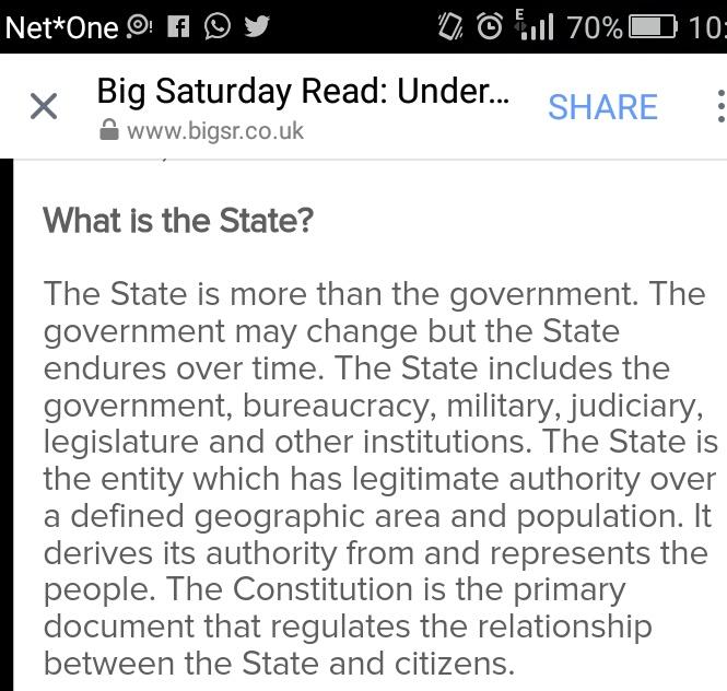 SamGwass's tweet photo. What is the State?
Reading this week's @BigSaturdayRead which is unpacking the system of government in Zim.
Thanks for the insights @Wamagaisa! https://t.co/4MuGROvSDM