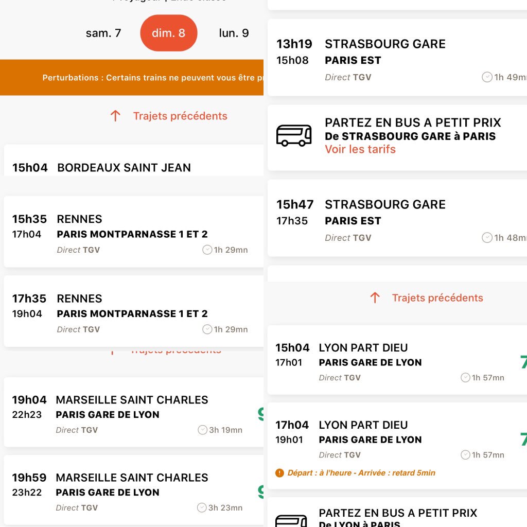 🚄🚄🚄 Dimanche malgré la grève ( désolé pour les soucis 😩) nous avons mis le paquet 💪pour que vous puissiez vous organiser et revenir de week end ! 🌞Retours assurés et garantis par exemple de Strasbourg, Lyon , Marseille , Rennes , Bordeaux.. @RPicard_SNCF 🚄🚄Réservez vite