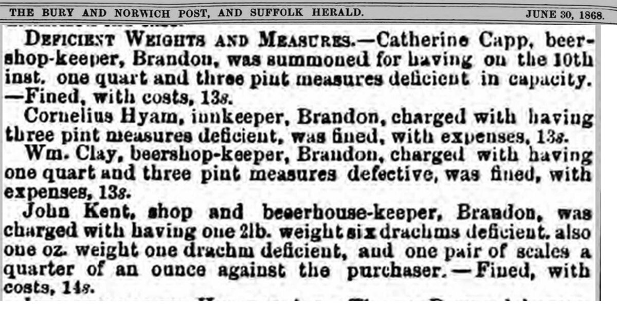 SuffolkTS's tweet photo. Short measure of beer in 1868 #BeerDay https://t.co/G0MX67nP9n