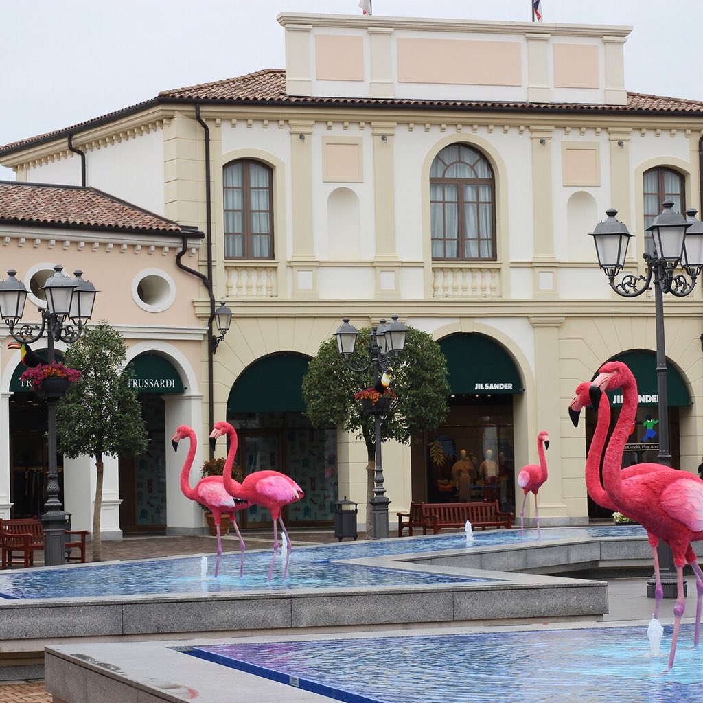 AleMorgagni's tweet photo. Uno stormo di fenicotteri rosa ha preso casa a #noventaoutlet 😂😂 https://t.co/gcLU5I5FU4