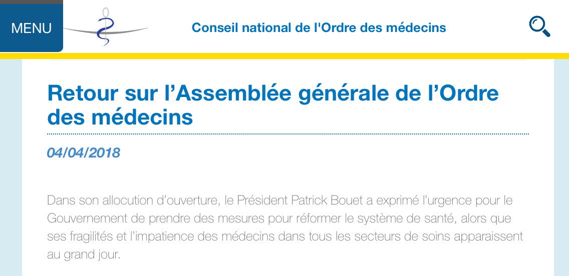 #JournéeMondialeSanté "Il y a urgence à réformer notre système de santé. L’heure du constat est dépassée. L’exaspération professionnelle est à son comble, tout comme l’inquiétude des usagers &amp; l’impatience des acteurs locaux" <a href="/BouetP/">Bouet Patricia</a> conseil-national.medecin.fr/node/2713 #WorldHealthDay