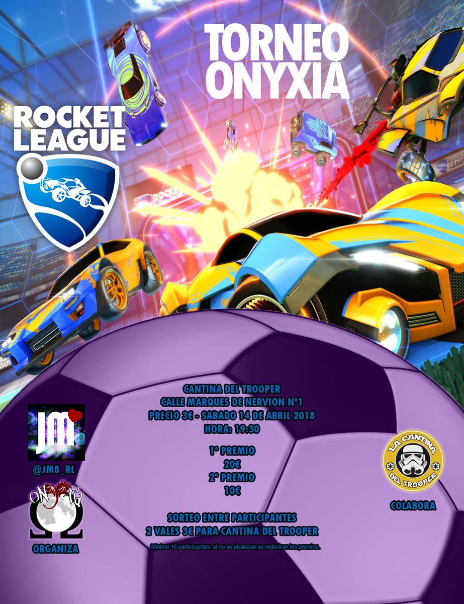 JaviEmeOcho's tweet photo. Me enorgullece presentaros el nuevo torneo presencial que estoy organizando junto a @AsoOnyxia , Rocket League, 1vs1 sin camiseta...¿Qué me dices?
RT para que se enteren todos los Sevillanos! https://t.co/CFQMDifp41