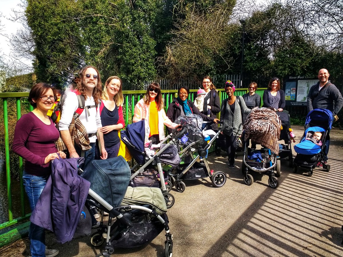 BandofmothersHQ's tweet photo. This is what saying no to #loneliness and isolation looks like. 12 mums 3 dads 12 babies 1 toddler. What an awesome turnout. We walked from #Catford to #Mayowpark along the #waterlinkway #walking #catfordmums #dadswelcome https://t.co/dLG9hTSkJk