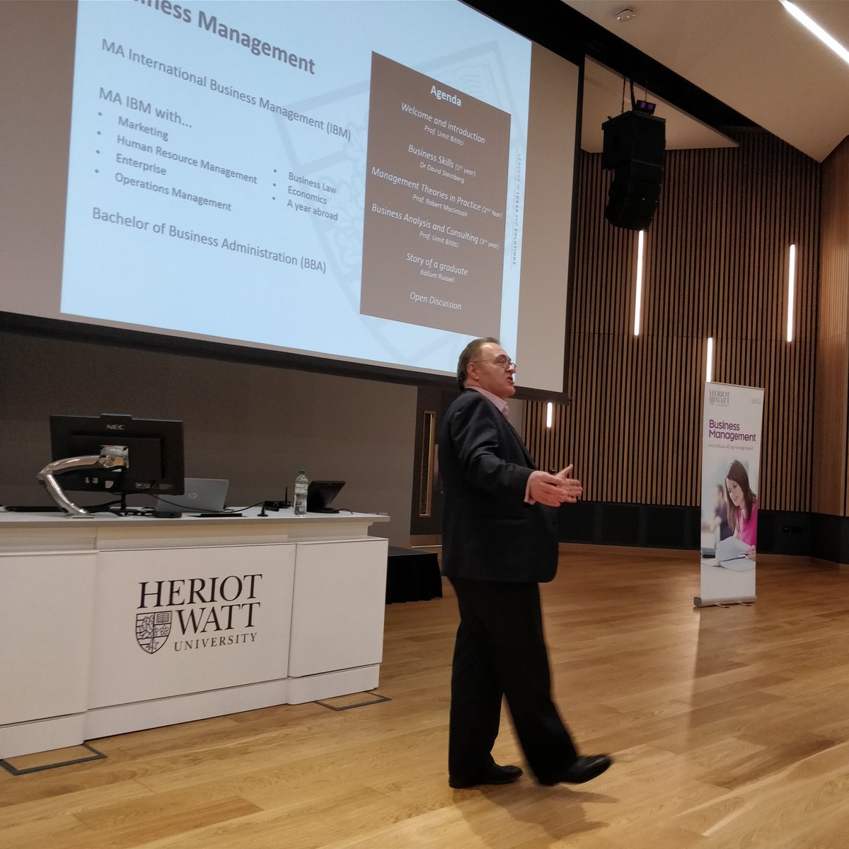 KallumRussell's tweet photo. Front row seats here at the @HeriotWattUni Applicants Day! 🎓 The legend himself, @UmitBititci, giving attendees a taste of what studying here is like. Delighted to be back at the Watt sharing my story since graduating! 💪 #wattclub #hwu #applicantsday #edinburgh K https://t.co/xUZcG5lNKr