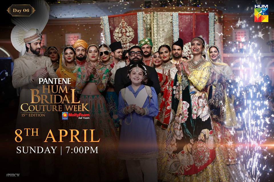 Humtvnetwork's tweet photo. 15th Edition of Pantene HUM Bridal Couture Week - Day 6
8th April, Sunday at 7:00 PM on #HUMTV &amp; #HUMSITARAY

#AliXeeshan #MunibNawaz #MaheenTaseer
#NickieNina
#PHBCW #HBCW #StongIsBeautiful https://t.co/NGHq9Mcl7c