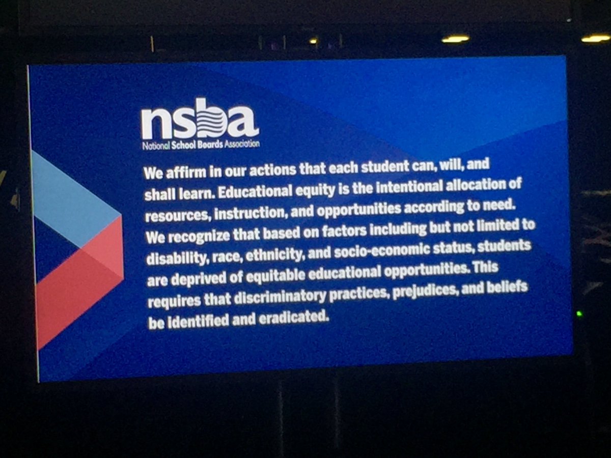 NSBAPublicEd's tweet photo. Every student is capable of learning! And we must identify and eradicate all discriminatory practices, prejudices and beliefs. - @Tom_NSBA  #NSBAConf https://t.co/TjYZZpnHtW