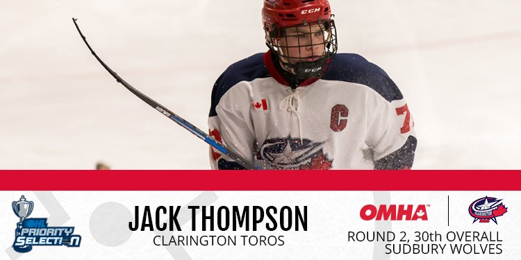 HometownHockey's tweet photo. Jack Thompson from the @02AAAToros heads to the @Sudbury_Wolves with the 30th overall pick in the #OHLDraft! https://t.co/O8EWuXyiIm