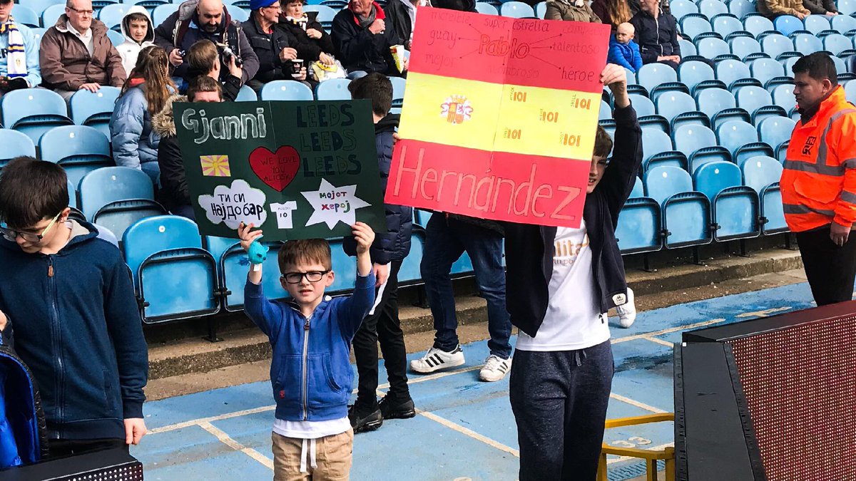 LUFC's tweet photo. πΈ | A couple of junior #LUFC fans show their support for their favourite players #Gjanni #Pablo https://t.co/a8BxKjj37p