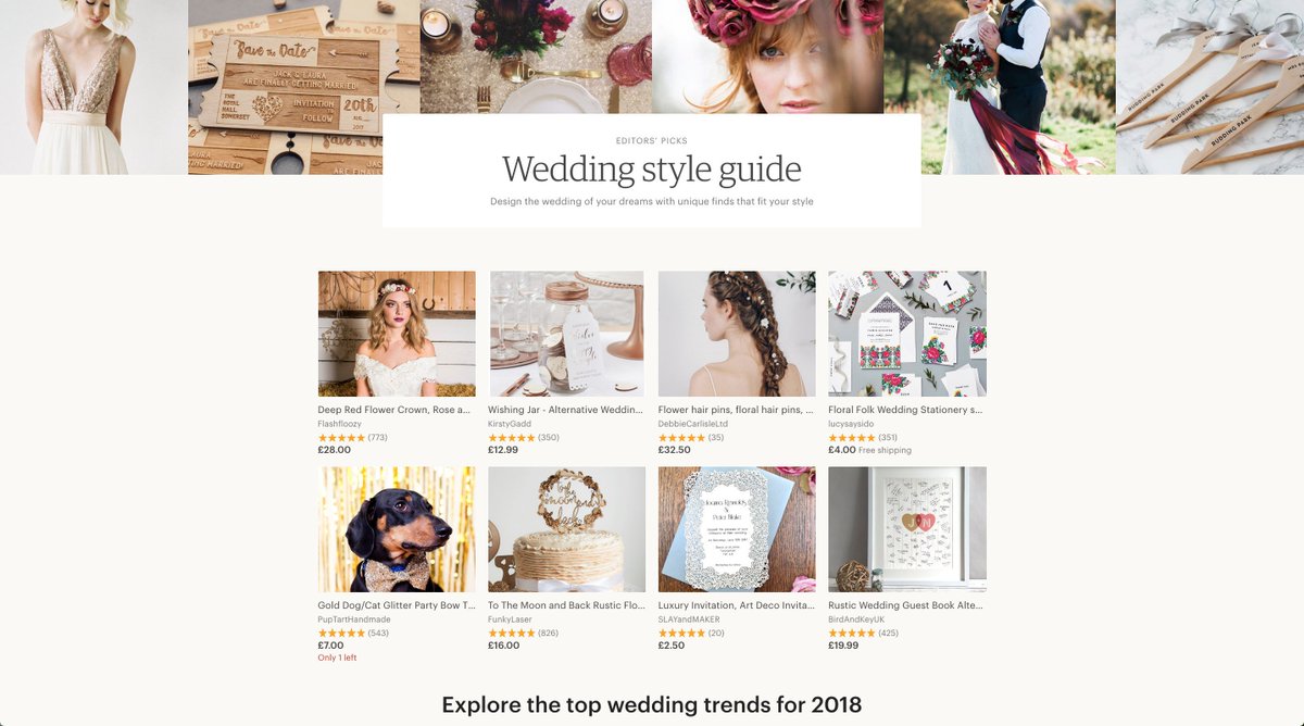 Featured on ETSY wedding style guide for 2018! 
Explore the top wedding trends for 2018