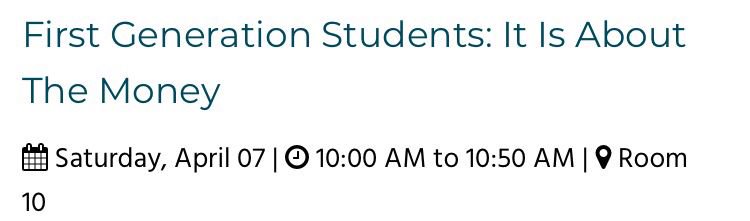 JaNetAdamsSpeak's tweet photo. I look forward to presenting twice today at #NACANPL. 10AM & 3:30PM. First up 10AM in RM 10 I will be discussing #FirstGen students and #money. At 3:30PM I will be talking about Politics and #HigherEd RM 08. All are welcome! #2nab #sapro #sagrad #sachat https://t.co/G97bnkqe3M