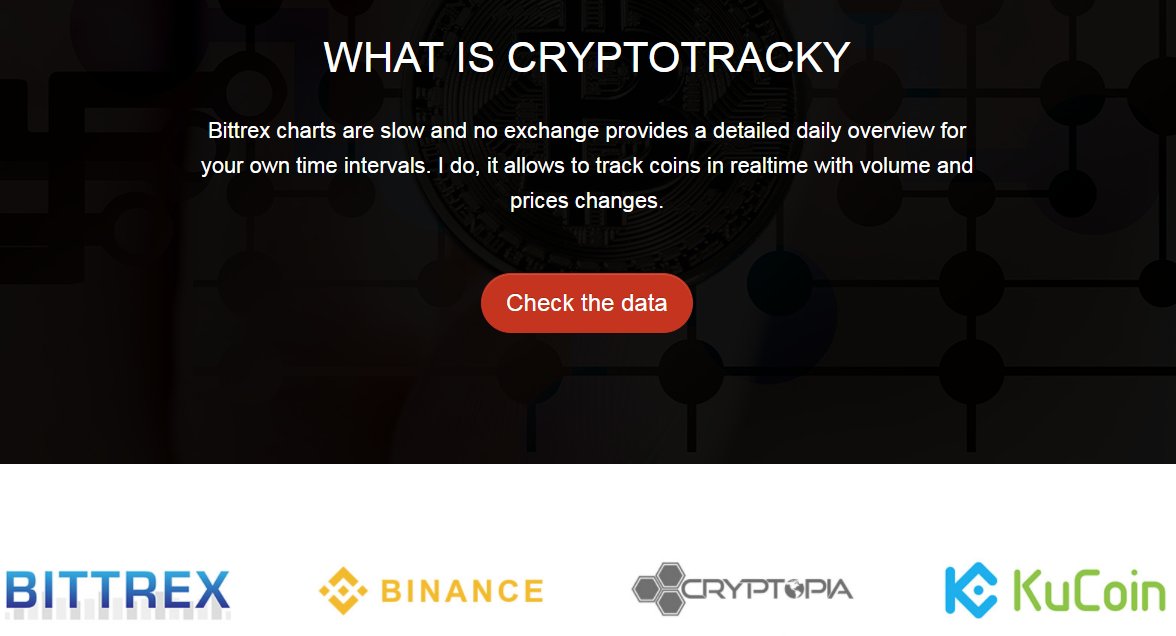 Crypto_Tracky's tweet photo. New design is live, thanks to @kbtjuh. With this update binance data will also be free for a limited time! Enjoy and share with your friends. https://t.co/W986kLBvPy #cryptotracky #bitcoinnews #BittrexExchange #Binance #Kucoin #cryptocurrency #altcoin https://t.co/FjrpuUsQkW