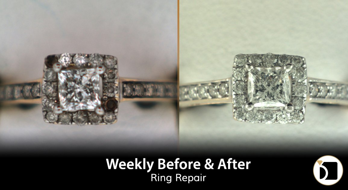 MyJewelryRepair's tweet photo. A #gold #ring with missing #diamonds and damaged prongs is the focus of this edition of the #WeeklyBeforeAfter π #JewelryRepair
https://t.co/ksjVe6G78E https://t.co/AM87hTbT9N