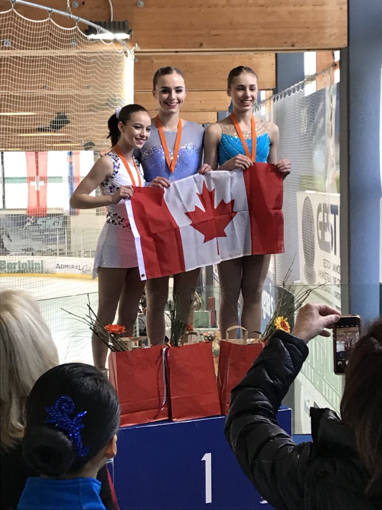 Stanz1980's tweet photo. Congrats to our advance novice ladies. 🇨🇦 Sweeping the podium 🥇 🥈 🥉 and sneaking a 4th into the top 5. #EgnaSpringTrophy ⛸ 🇮🇹 https://t.co/wqwRBNFbj8