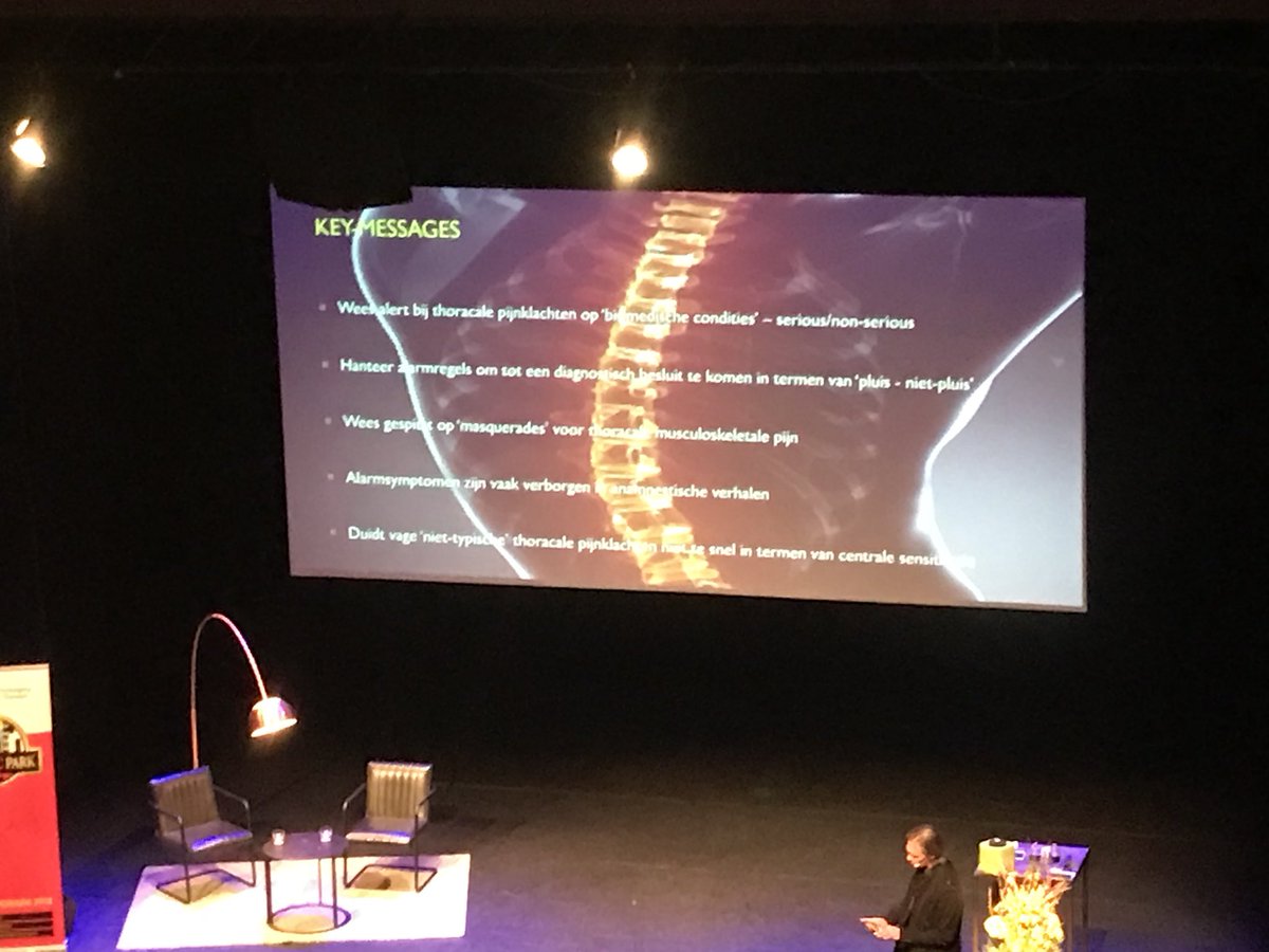 Take Home Messages, “bio” in biopsychosocial inThoracic Pain:
➡️ Alert biomedical conditions
➡️ Manage alarmsymptoms
➡️ Be aware of ‘masquerades’
➡️ Don’t lean to sensitisation 2 fast
➡️ Communication is key!
#mt2day <a href="/NVMT_NL/">NVMT</a> John Bos