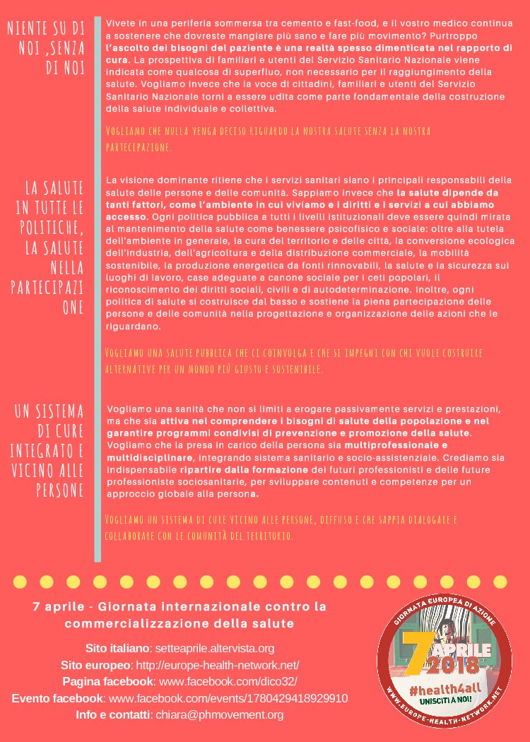 coalizione_bo's tweet photo. #7Aprile In piazza a #Bologna per la #GiornataMondialedellaSalute #health4all #dico32 #dirittoallasalute https://t.co/Z3Ef8IIwCE https://t.co/y0jkaI1QMo