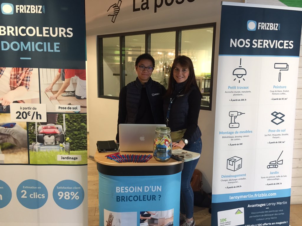 Retrouvez les équipes <a href="/FRIZBIZ_COM/">FRIZBIZ</a> tout le week-end <a href="/LMbeaubourg/">LeroyMerlinBeaubourg</a> <a href="/leroymerlinfr/">Leroy Merlin</a> Nanterre, Rosny et Daumesnil #lesbricoleursadomicile #jobbing