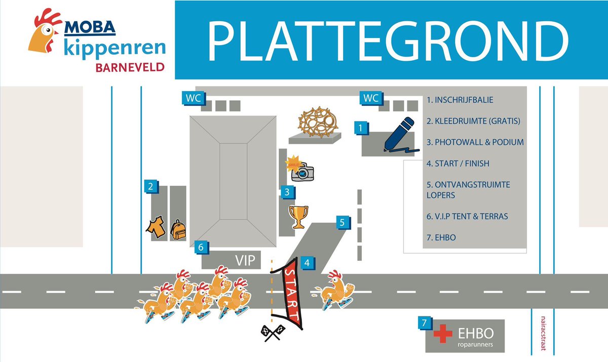 Vandaag is dé dag. Zijn jullie er klaar voor? Hierbij de laatste informatie:

Om 14.00 start de 1/8-marathon en om 15.15 de 1/4-marathon. Haal van te voren je startbewijs op bij ons secretariaat op het Raadhuisplein.

Tot straks!
#kippenrenbarneveld