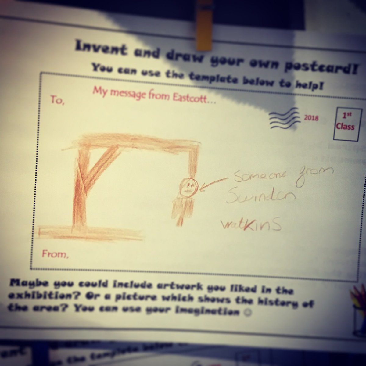 MuseumandArt's tweet photo. Some kids draw #unicorns and #rainbows others have darker inspiration... #museumassistantmoment #kids #kidsdrawingsarethebest #thingsgotdark #shockedface https://t.co/yGcH3p9sur