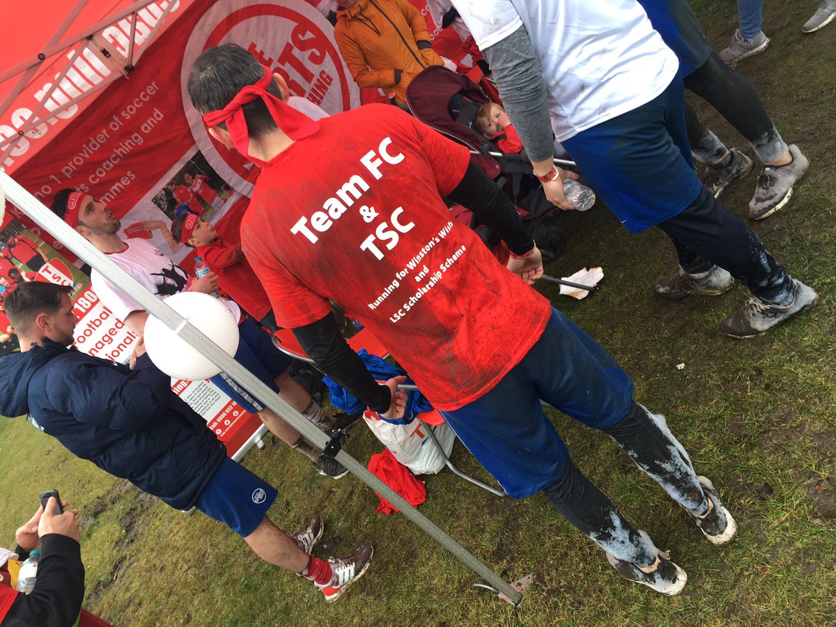 tscunited's tweet photo. Done! Muddy &amp; Rainey but a great laugh. Well done to #teamfctsc today running the BeGungHo. Raising money for a great cause and having fun! 💦 🏃  Well done everyone! 👏🏻 https://t.co/eVEl3F11XT