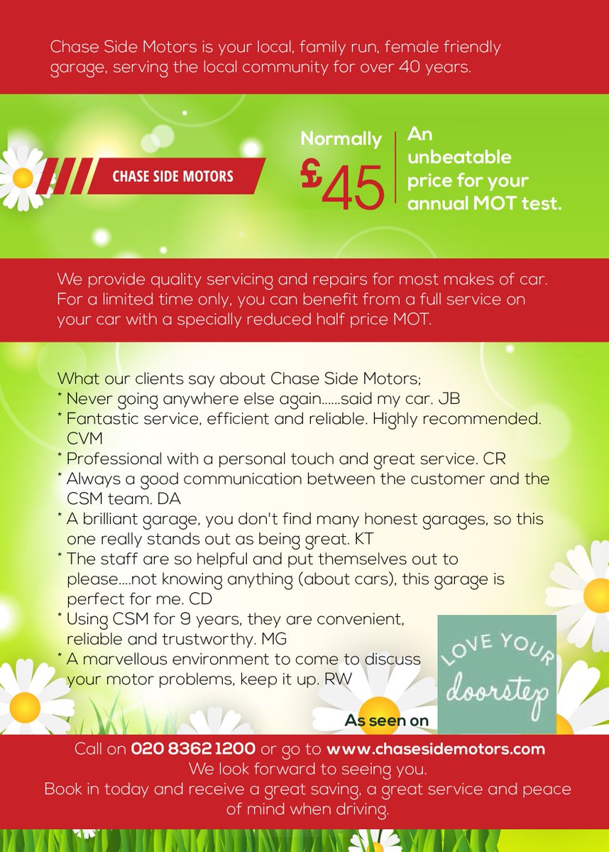 Special spring offer on MOT now